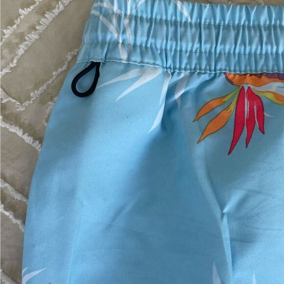 Quiksilver Blue and Orange Swim Trunks with Tropical Floral Design - Picture 6 of 7